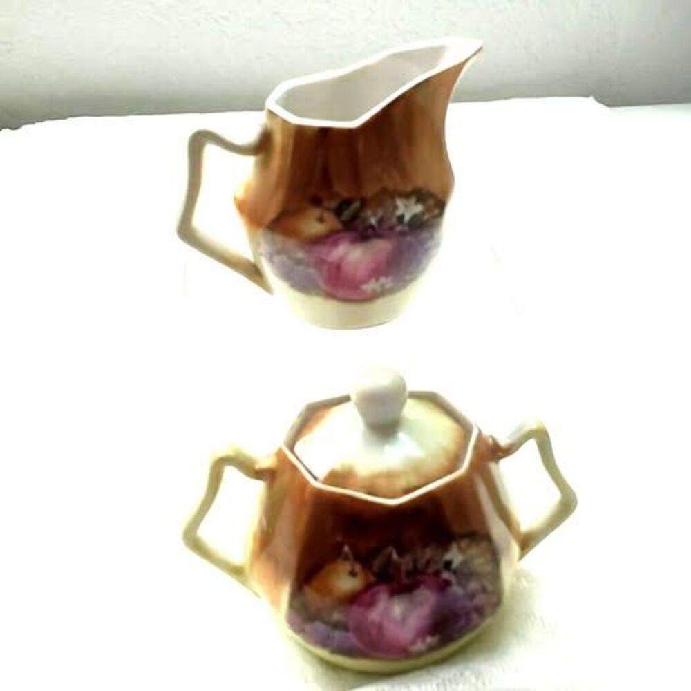 Nippon Delightful Fall Set of a Creamer and Covered Sugar Bowl~Vintage~